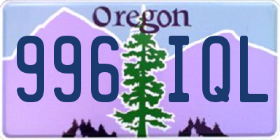 OR license plate 996IQL