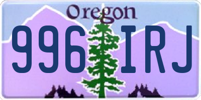 OR license plate 996IRJ