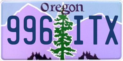 OR license plate 996ITX