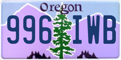 OR license plate 996IWB