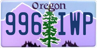 OR license plate 996IWP