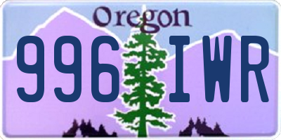 OR license plate 996IWR