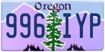 OR license plate 996IYP