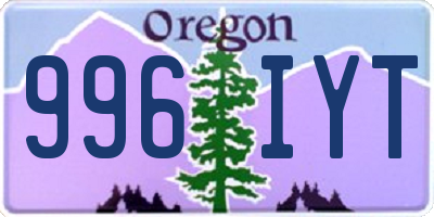 OR license plate 996IYT