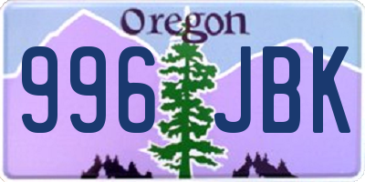 OR license plate 996JBK