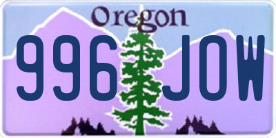 OR license plate 996JOW