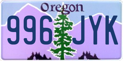 OR license plate 996JYK