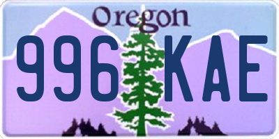 OR license plate 996KAE