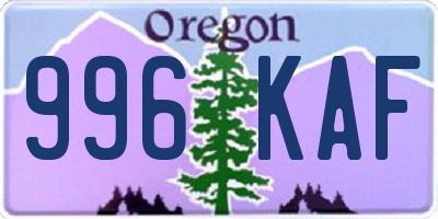 OR license plate 996KAF
