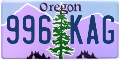 OR license plate 996KAG