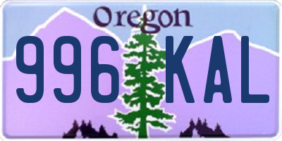 OR license plate 996KAL