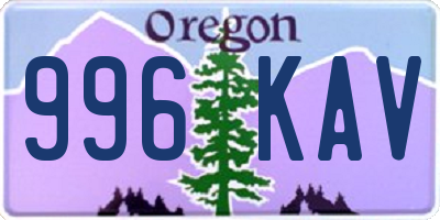 OR license plate 996KAV