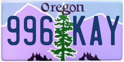 OR license plate 996KAY