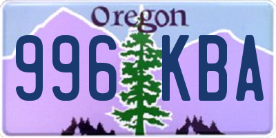 OR license plate 996KBA