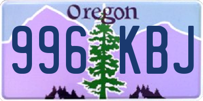 OR license plate 996KBJ