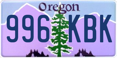 OR license plate 996KBK
