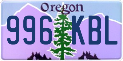 OR license plate 996KBL