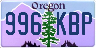 OR license plate 996KBP