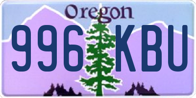 OR license plate 996KBU