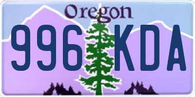 OR license plate 996KDA
