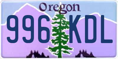 OR license plate 996KDL