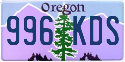 OR license plate 996KDS