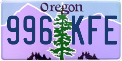 OR license plate 996KFE