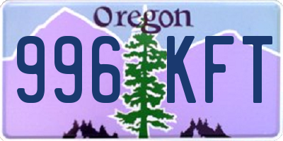 OR license plate 996KFT