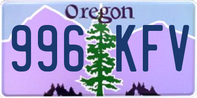 OR license plate 996KFV