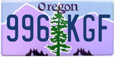 OR license plate 996KGF