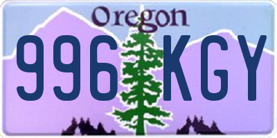 OR license plate 996KGY