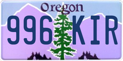 OR license plate 996KIR