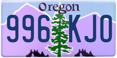 OR license plate 996KJO