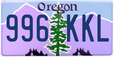 OR license plate 996KKL