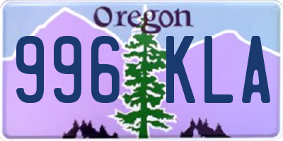 OR license plate 996KLA