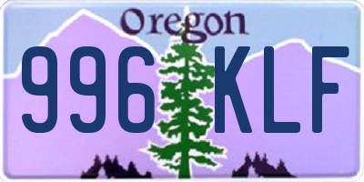 OR license plate 996KLF