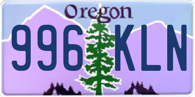OR license plate 996KLN