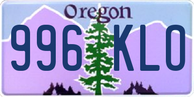 OR license plate 996KLO