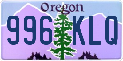 OR license plate 996KLQ