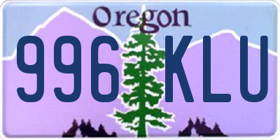 OR license plate 996KLU