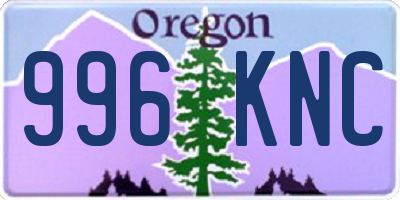 OR license plate 996KNC