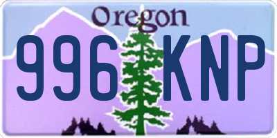 OR license plate 996KNP