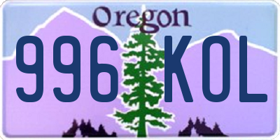 OR license plate 996KOL