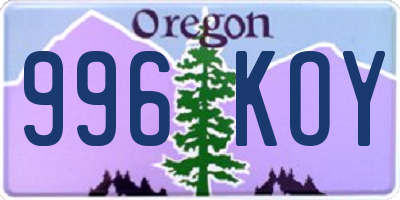 OR license plate 996KOY