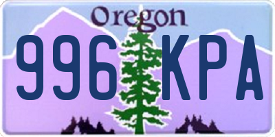 OR license plate 996KPA
