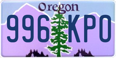 OR license plate 996KPO
