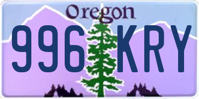 OR license plate 996KRY