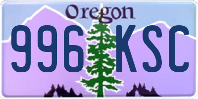 OR license plate 996KSC