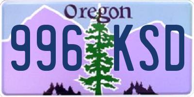 OR license plate 996KSD