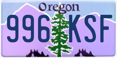 OR license plate 996KSF